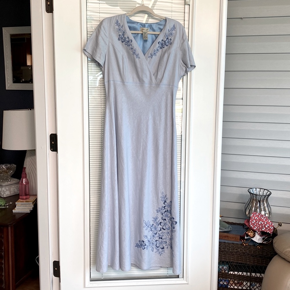 Studio Ease blue embroidered cutout maxi dress